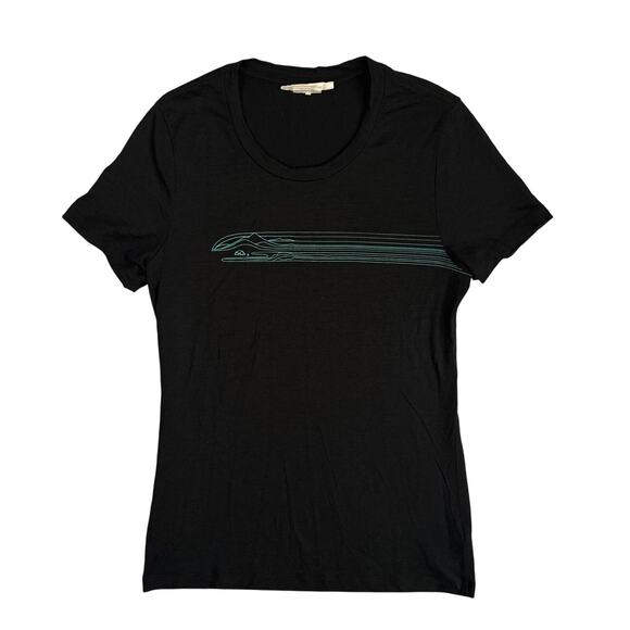Icebreaker Wool Camping Lines Graphic Merino 150 Tech Lite T Shirt Womens M - Picture 1 of 7